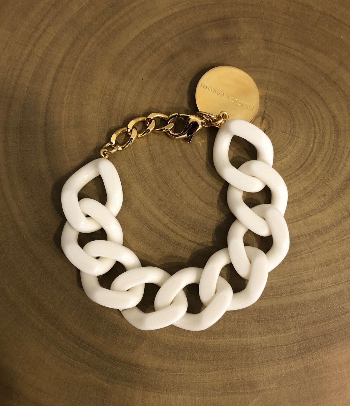 Small Flat Chain Bracelet Off White