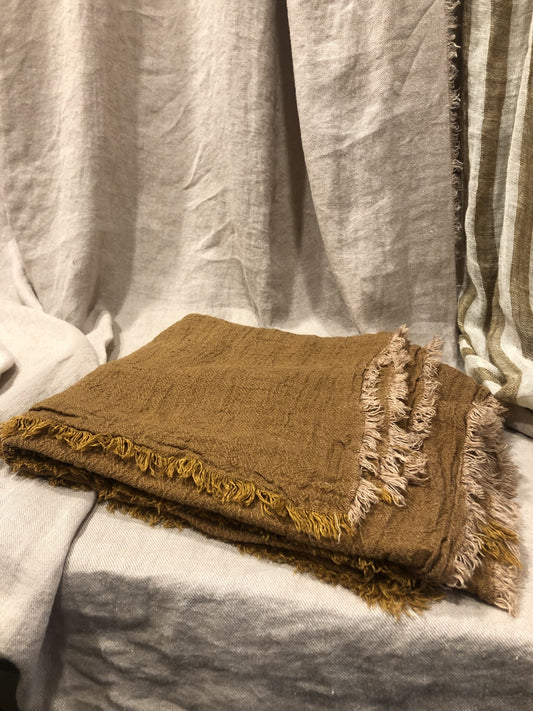 Maison de vacances Throw Washed Linen Crepon Havane