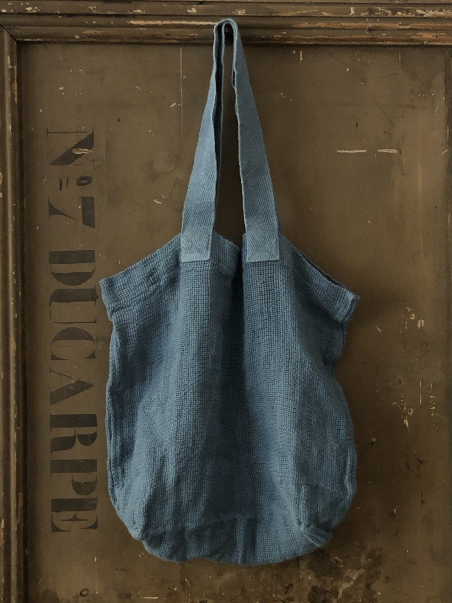 Stone Washed Linen Tote French Blue