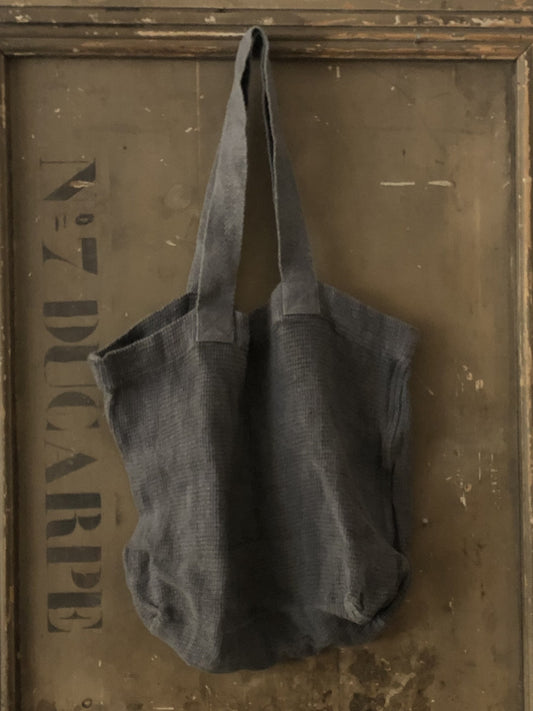 Stone Washed linen Tote Steel grey