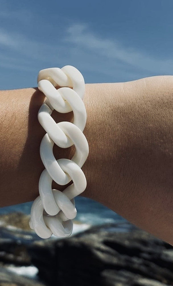 Small Flat Chain Bracelet Off White